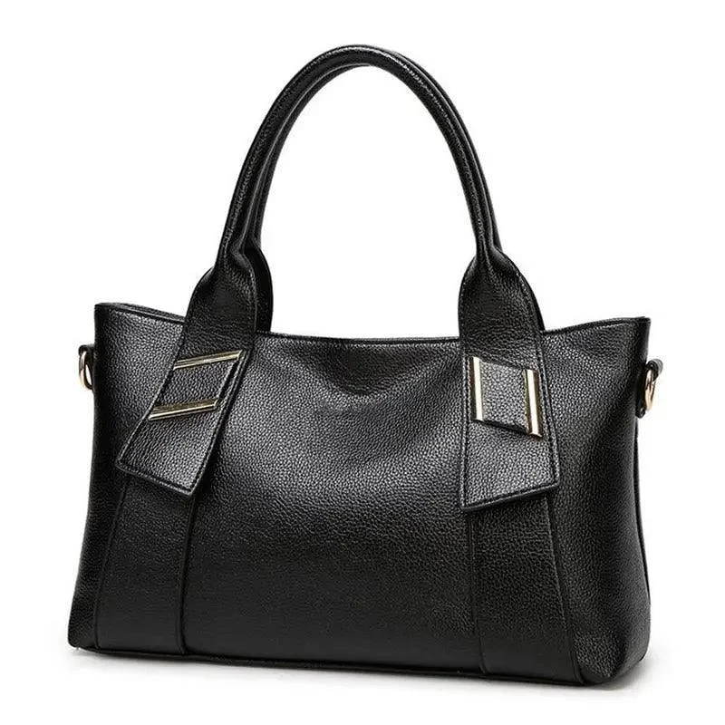 PU Leather Top Handle Solid Hand Bag - Glova