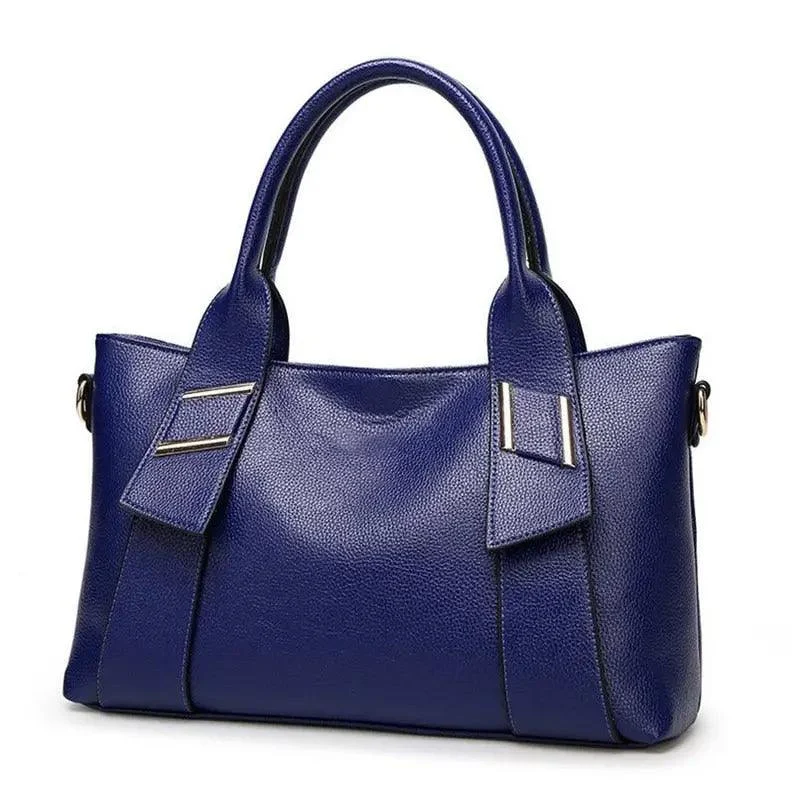 PU Leather Top Handle Solid Hand Bag - Glova