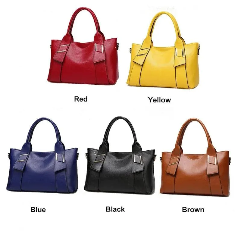 PU Leather Top Handle Solid Hand Bag - Glova