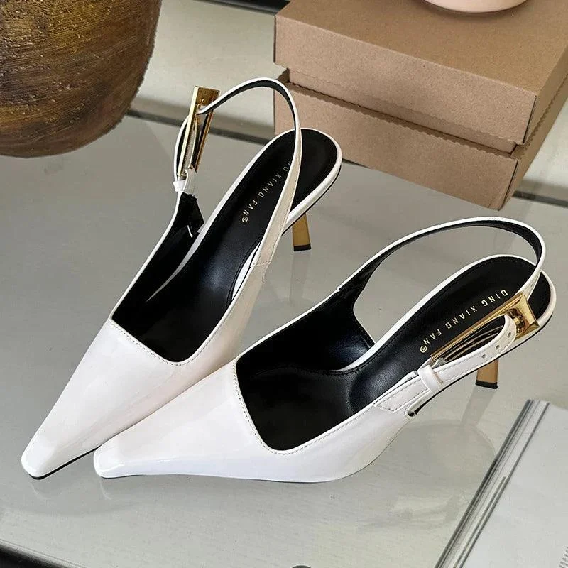 Pumps Pointed Toe Slingbacks Female High Heels Shoes - Glova