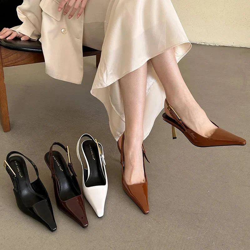 Pumps Pointed Toe Slingbacks Female High Heels Shoes - Glova