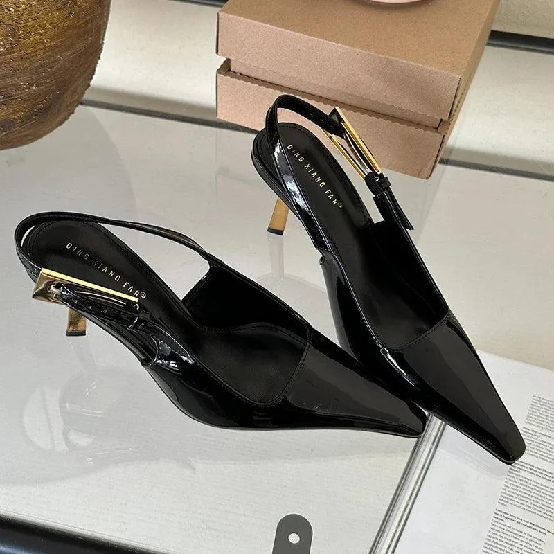 Pumps Pointed Toe Slingbacks Female High Heels Shoes - Glova