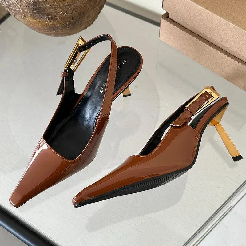 Pumps Pointed Toe Slingbacks Female High Heels Shoes - Glova