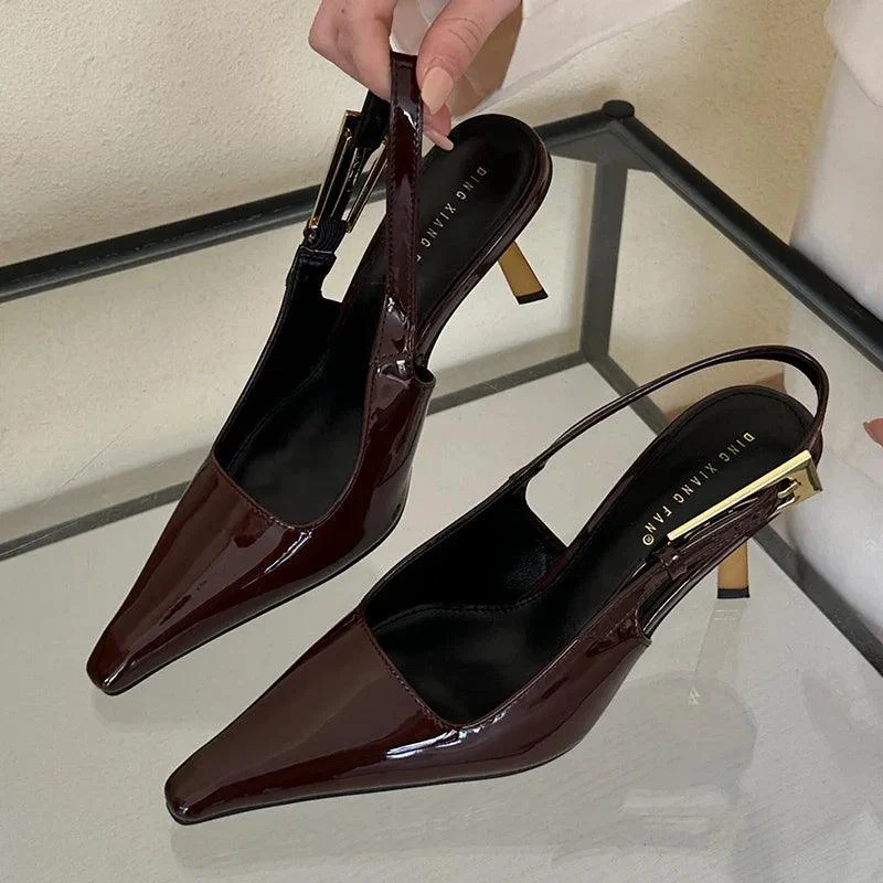 Pumps Pointed Toe Slingbacks Female High Heels Shoes - Glova