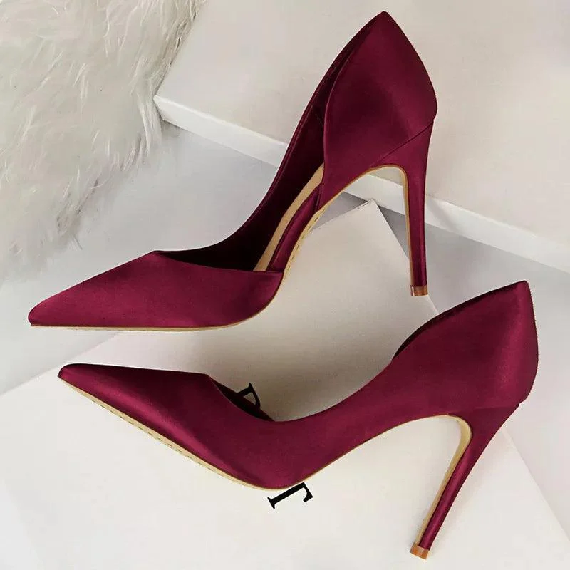 Pumps Satin Stiletto High Heels Prom Shoes - Glova