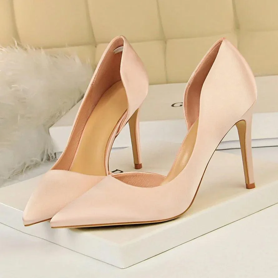 Pumps Satin Stiletto High Heels Prom Shoes - Glova