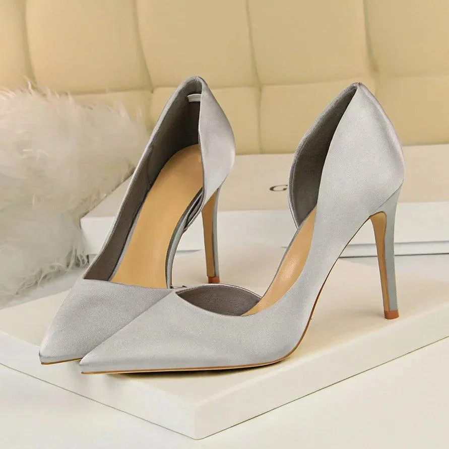 Pumps Satin Stiletto High Heels Prom Shoes - Glova