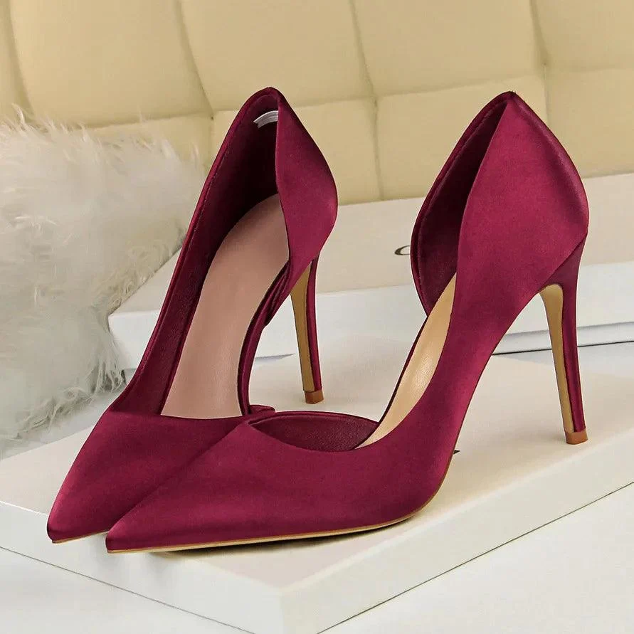 Pumps Satin Stiletto High Heels Prom Shoes - Glova