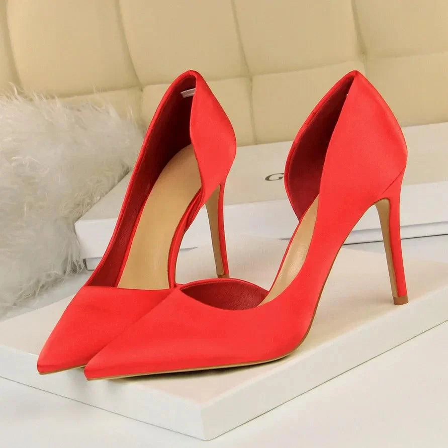 Pumps Satin Stiletto High Heels Prom Shoes - Glova