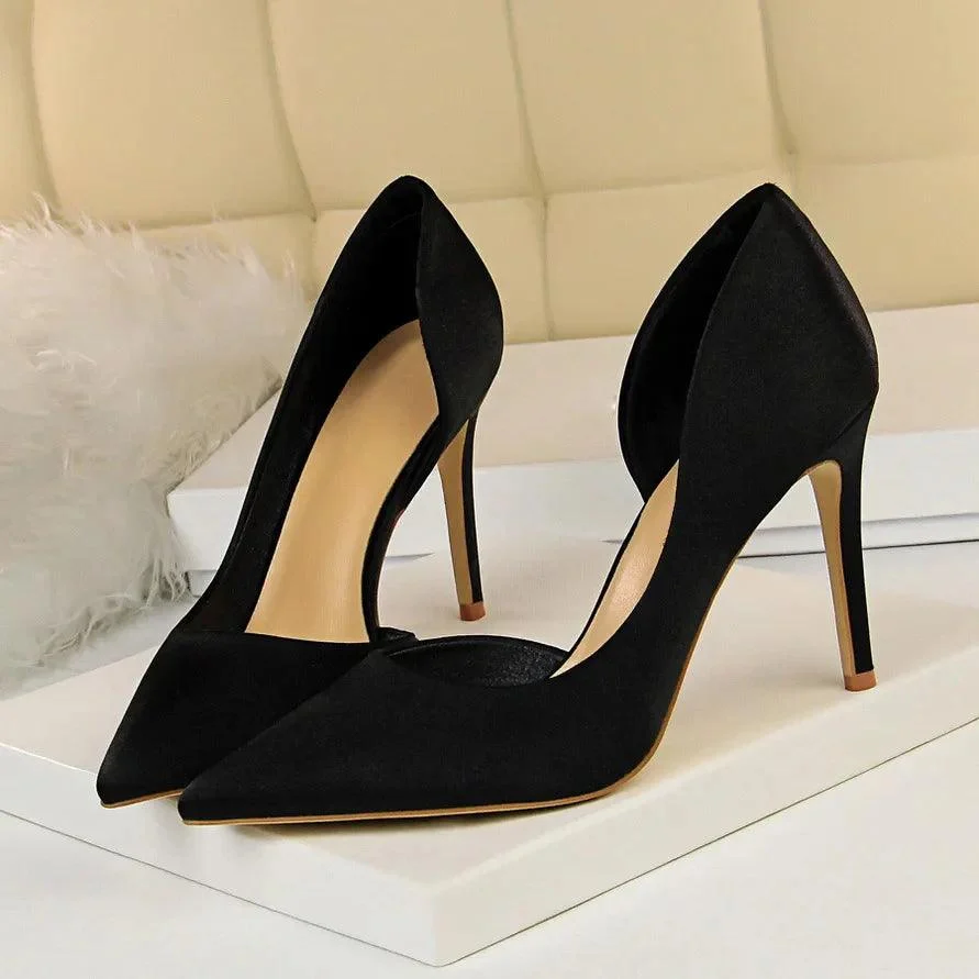 Pumps Satin Stiletto High Heels Prom Shoes - Glova