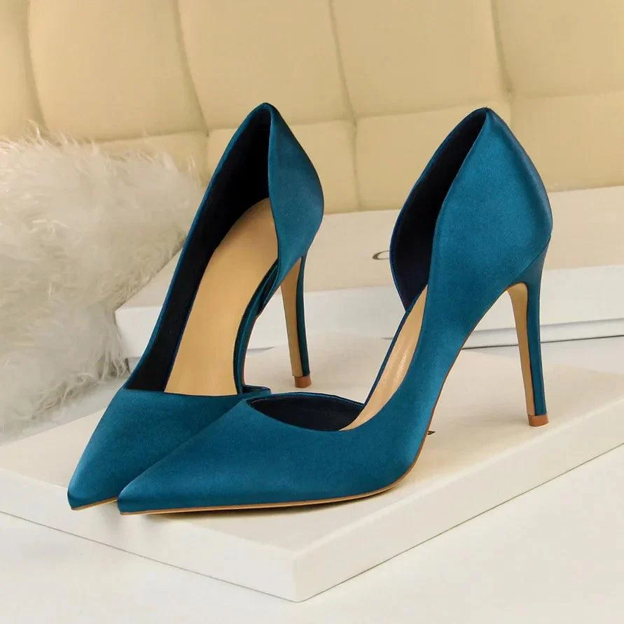 Pumps Satin Stiletto High Heels Prom Shoes - Glova