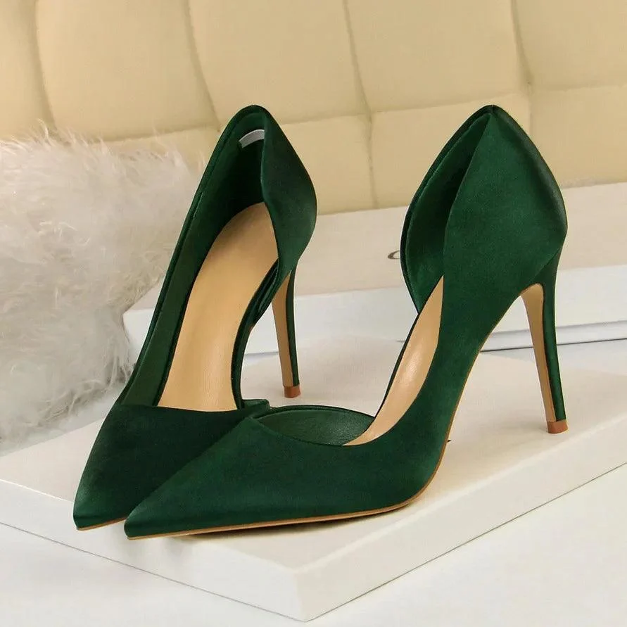 Pumps Satin Stiletto High Heels Prom Shoes - Glova