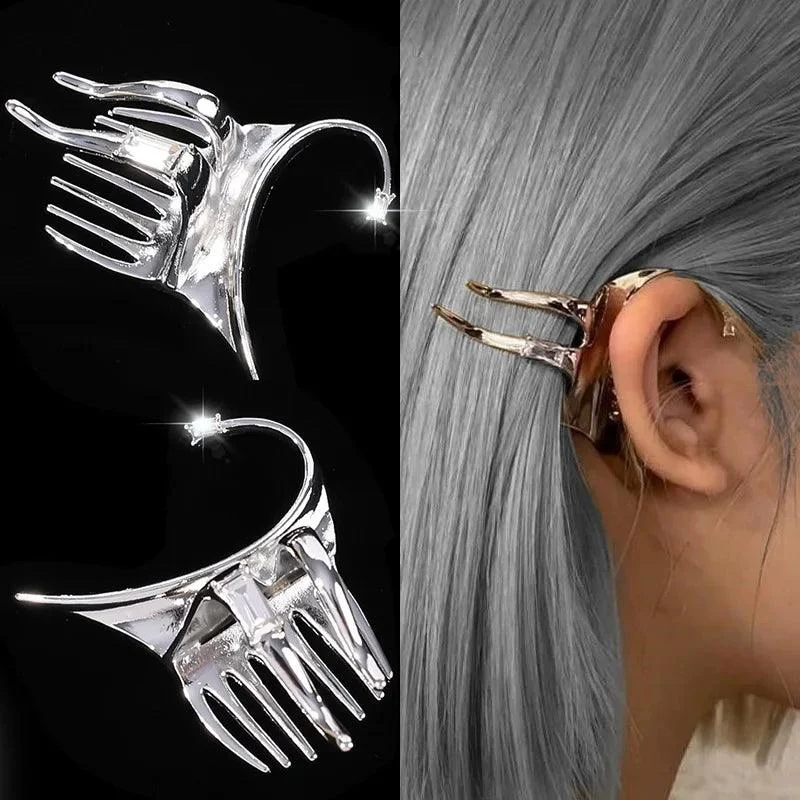 Punk Silver Fairy Hair Claw Ear Cuff - Glova