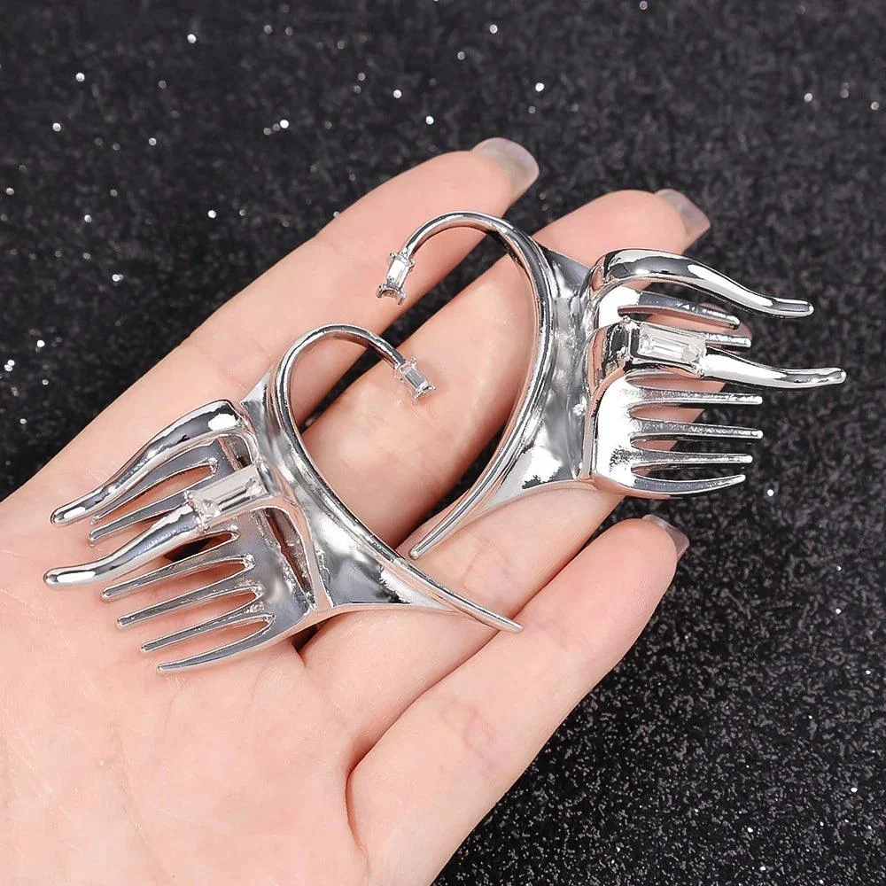 Punk Silver Fairy Hair Claw Ear Cuff - Glova