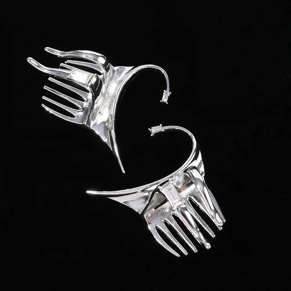 Punk Silver Fairy Hair Claw Ear Cuff - Glova