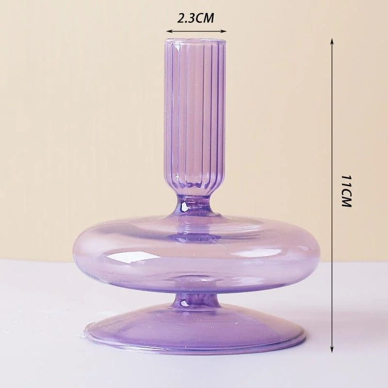 Purple and Pink Glass Candle Holders - Glova