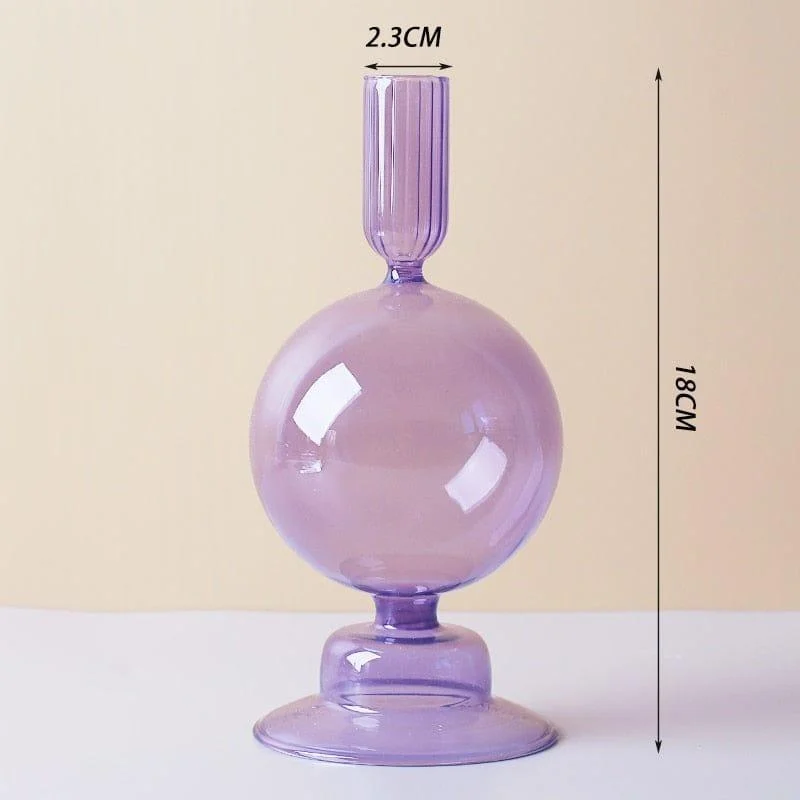 Purple and Pink Glass Candle Holders - Glova