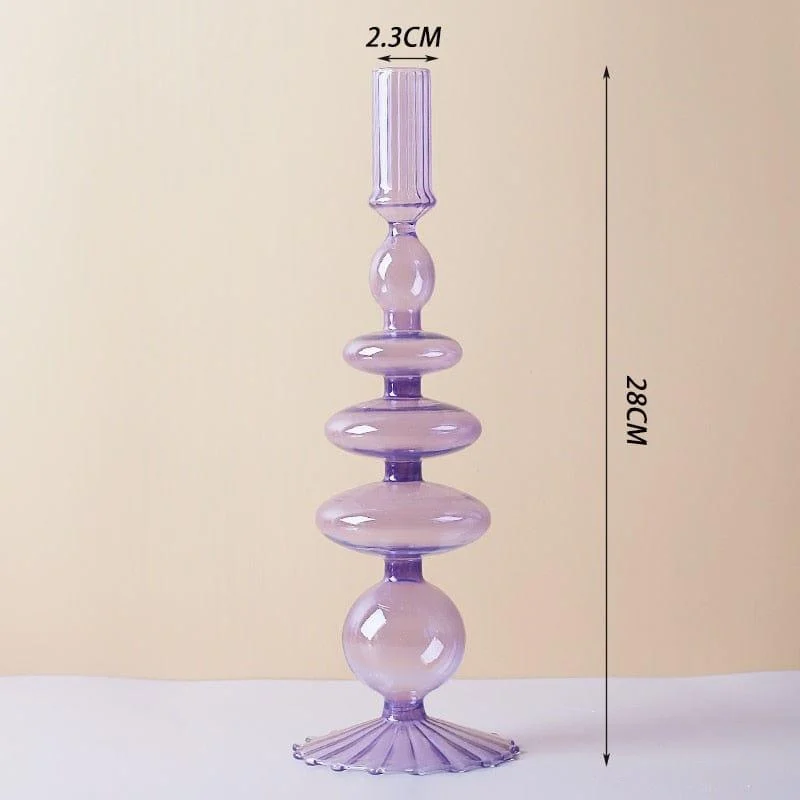 Purple and Pink Glass Candle Holders - Glova