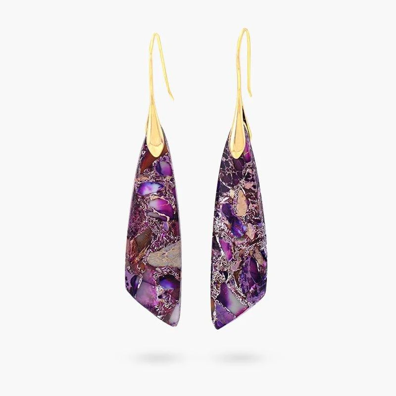 Purple Jasper Dangle Earrings - Glova