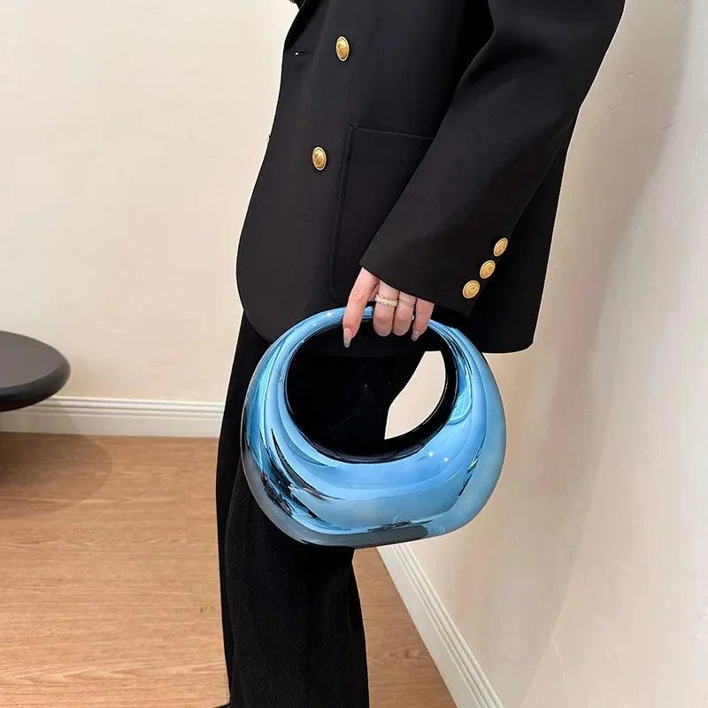 PVC Wrist Bag Round Handle Clutch Handbag - Glova