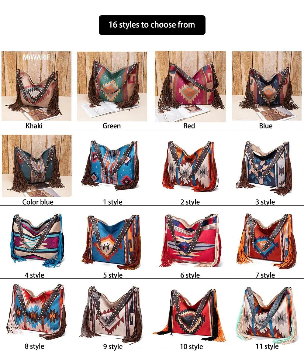 Raelynn Tribal Prints Western Shoulder Bags - 16 Colors - Glova