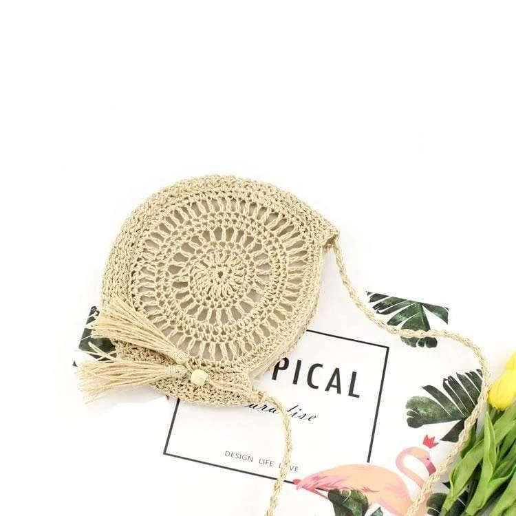 Raffia Crossbody Circle Bag - Glova