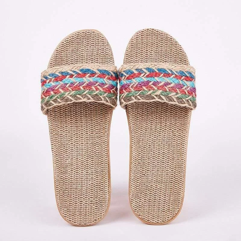 Raffia Flat Sandals - Glova