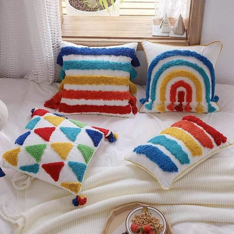 Rainbow Embroidered Cushion Cover - Glova