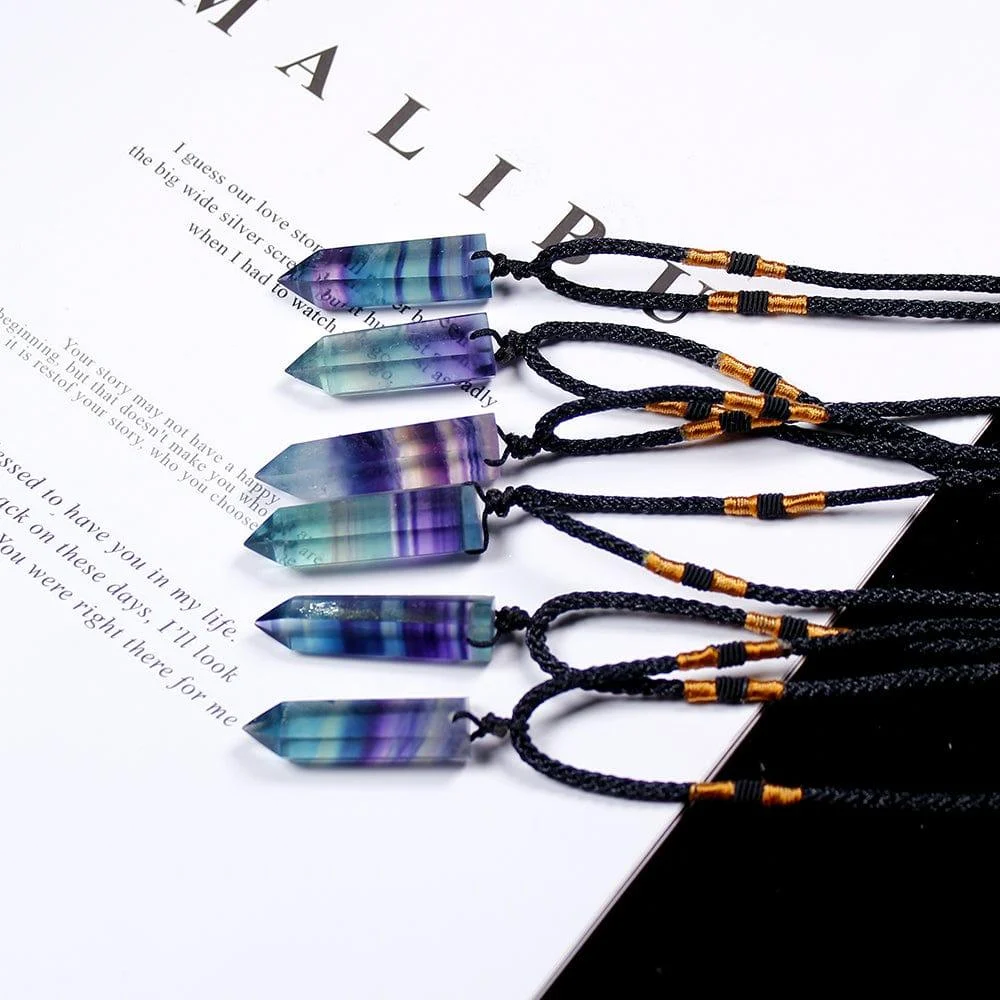 Rainbow Fluorite Pendant Necklace - Glova