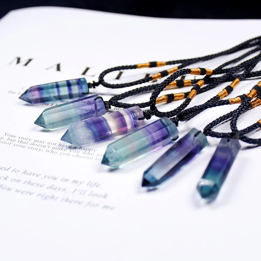 Rainbow Fluorite Pendant Necklace - Glova