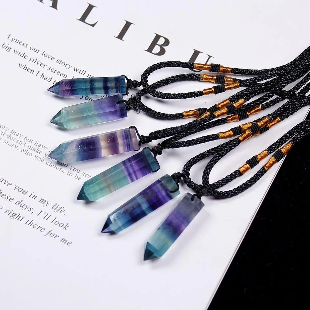 Rainbow Fluorite Pendant Necklace - Glova