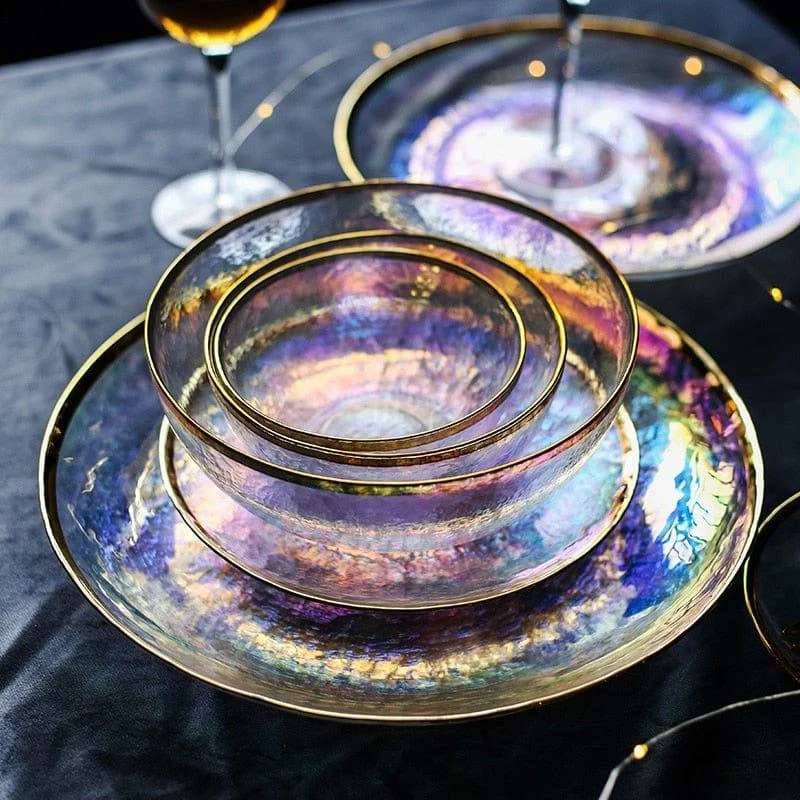 Rainbow Glass Dinner Tableware Set - Glova