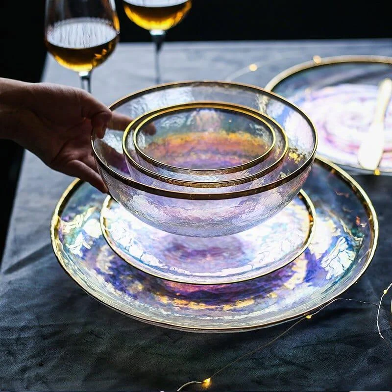 Rainbow Glass Dinner Tableware Set - Glova