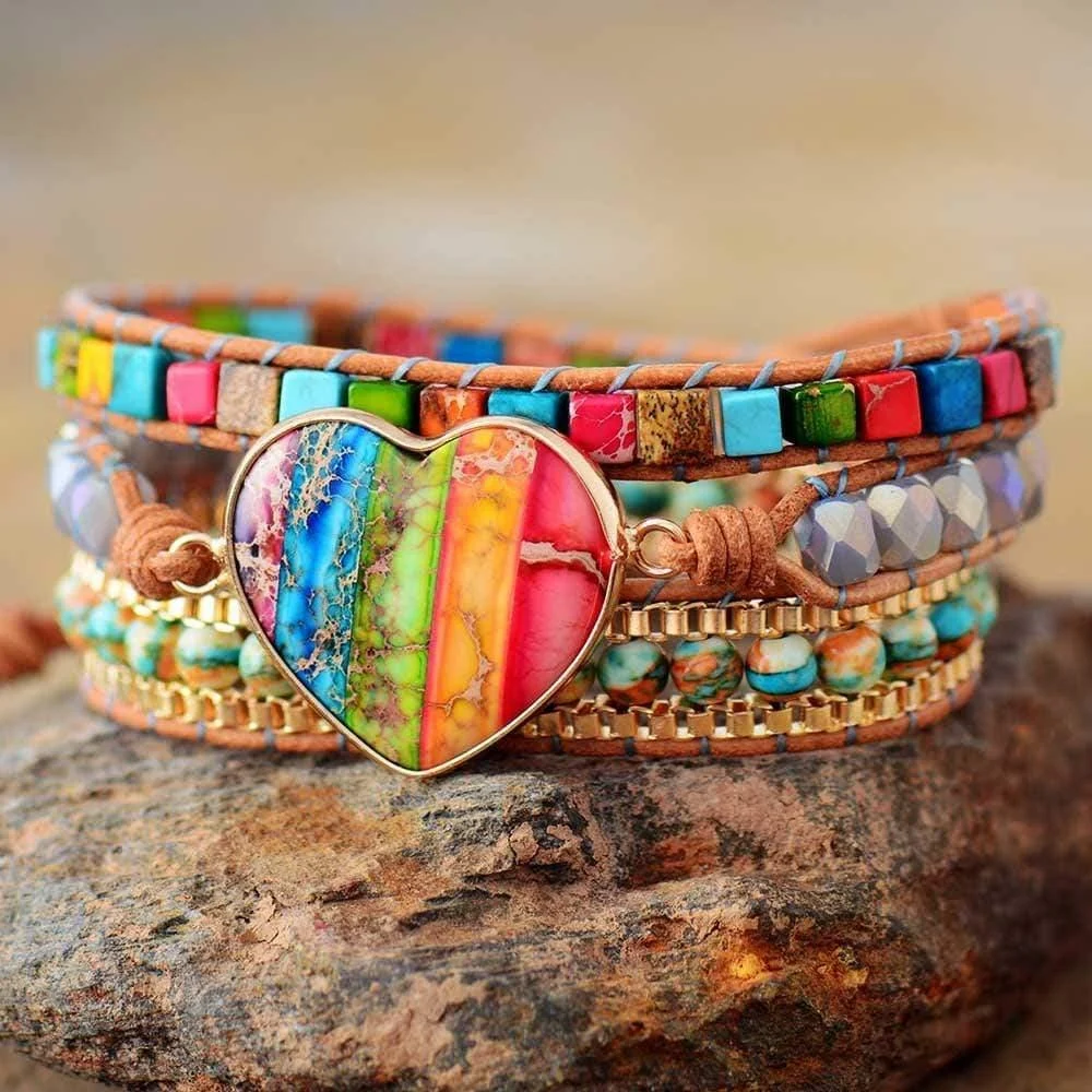 Rainbow Heart Chakra Wrap Bracelet - Glova