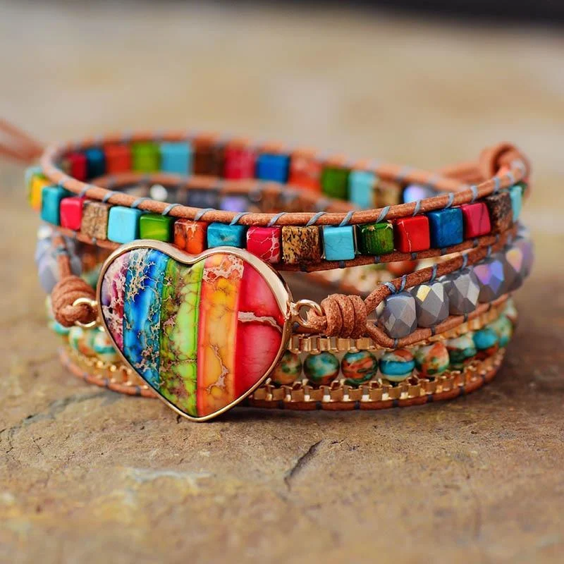 Rainbow Heart Chakra Wrap Bracelet - Glova