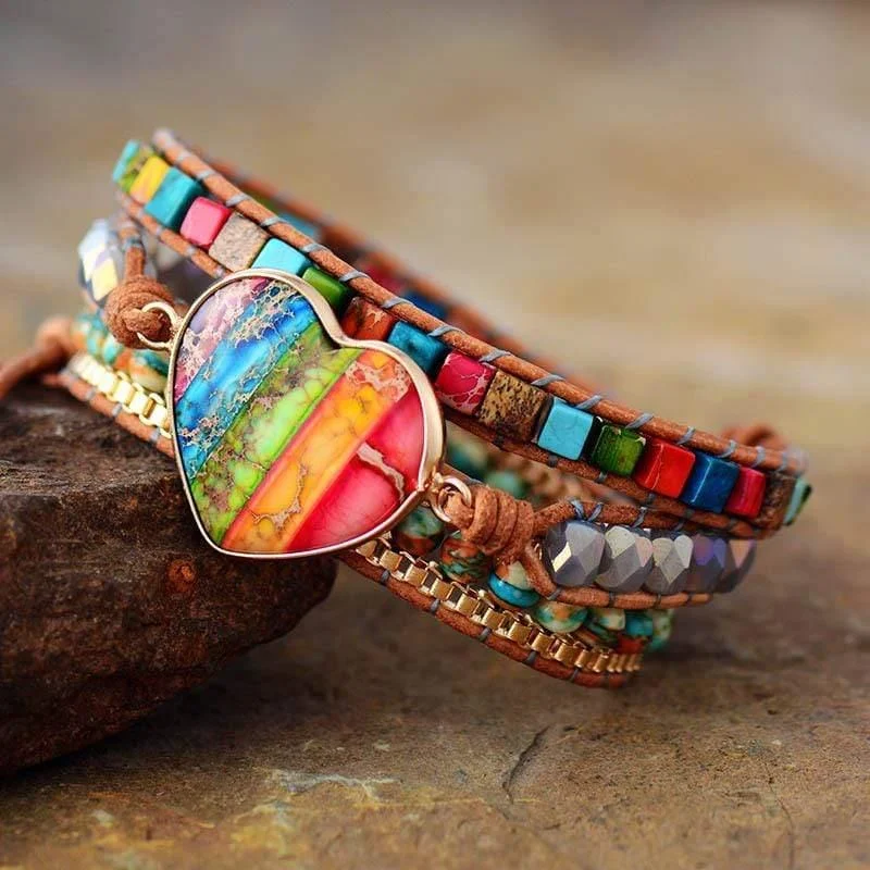 Rainbow Heart Chakra Wrap Bracelet - Glova