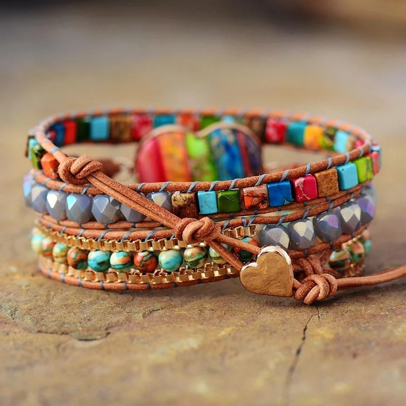 Rainbow Heart Chakra Wrap Bracelet - Glova