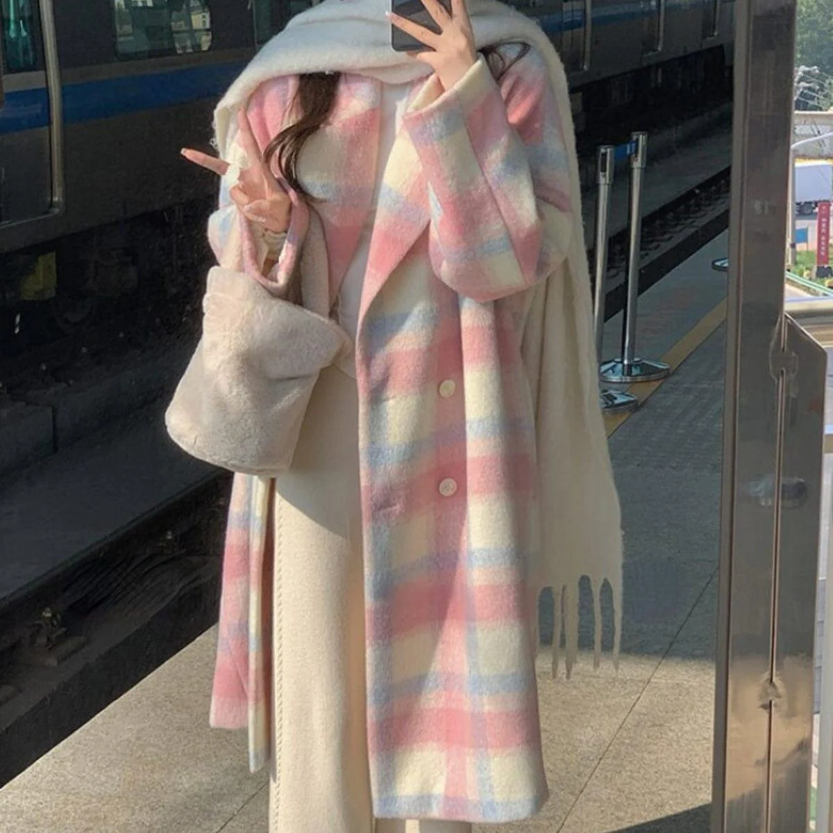 Rainbow Plaid Coat - Glova