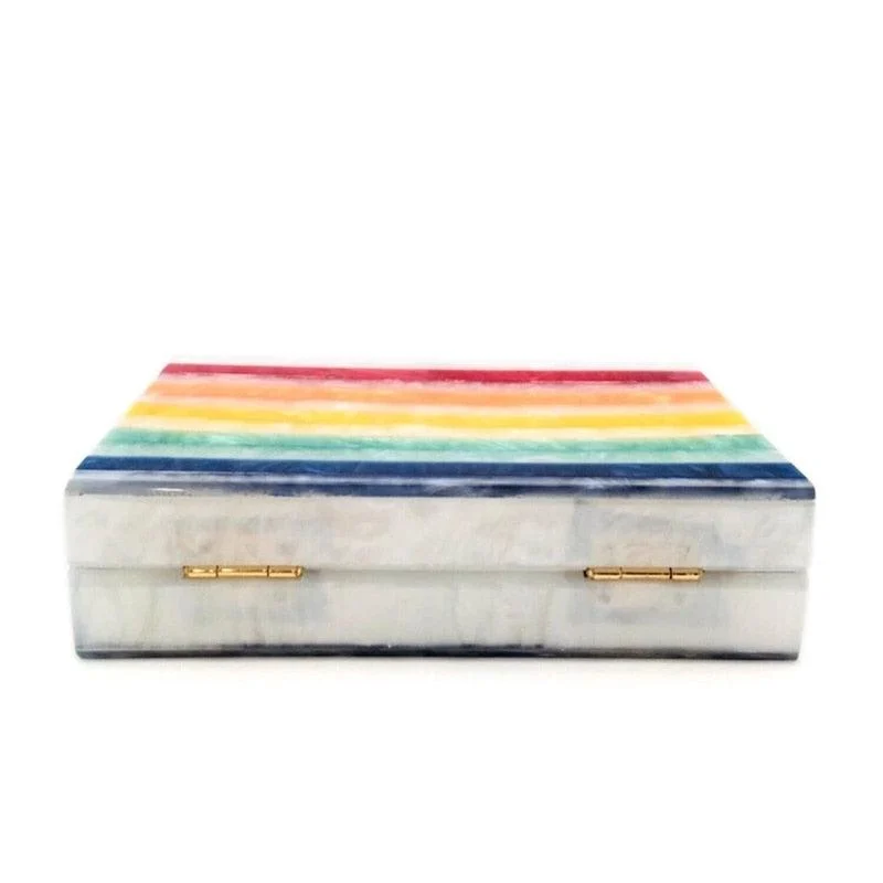 Rainbow Stripe Acrylic Evening Box Clutch - Glova