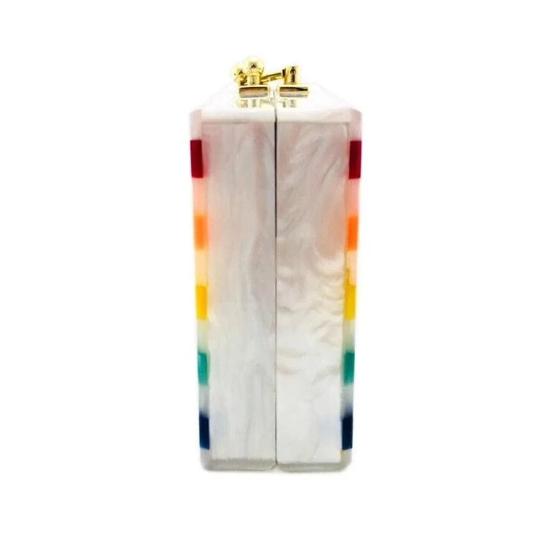 Rainbow Stripe Acrylic Evening Box Clutch - Glova