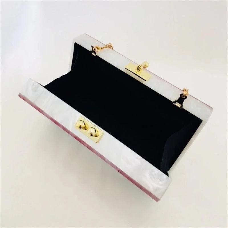 Rainbow Stripe Acrylic Evening Box Clutch - Glova