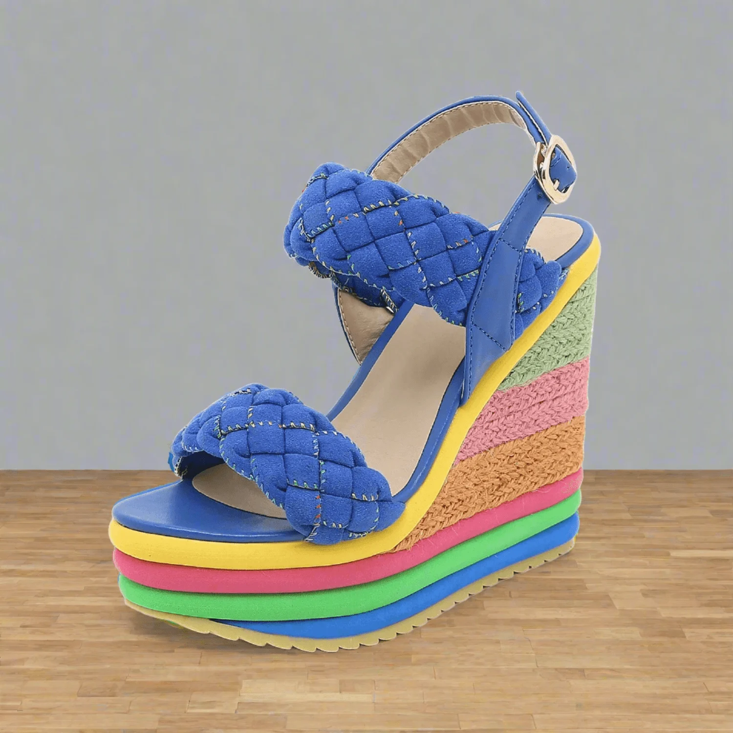 Rainbow Wedge Sandals Open Toe Platform High Heel Shoes - Glova