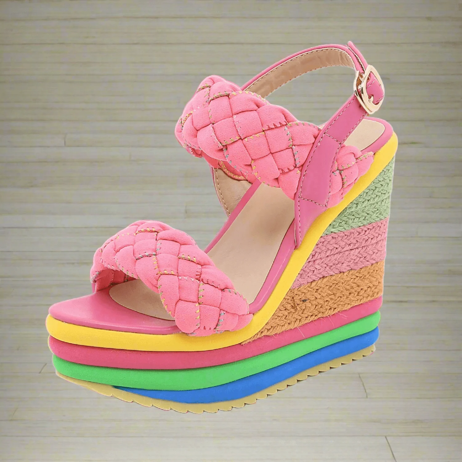 Rainbow Wedge Sandals Open Toe Platform High Heel Shoes - Glova