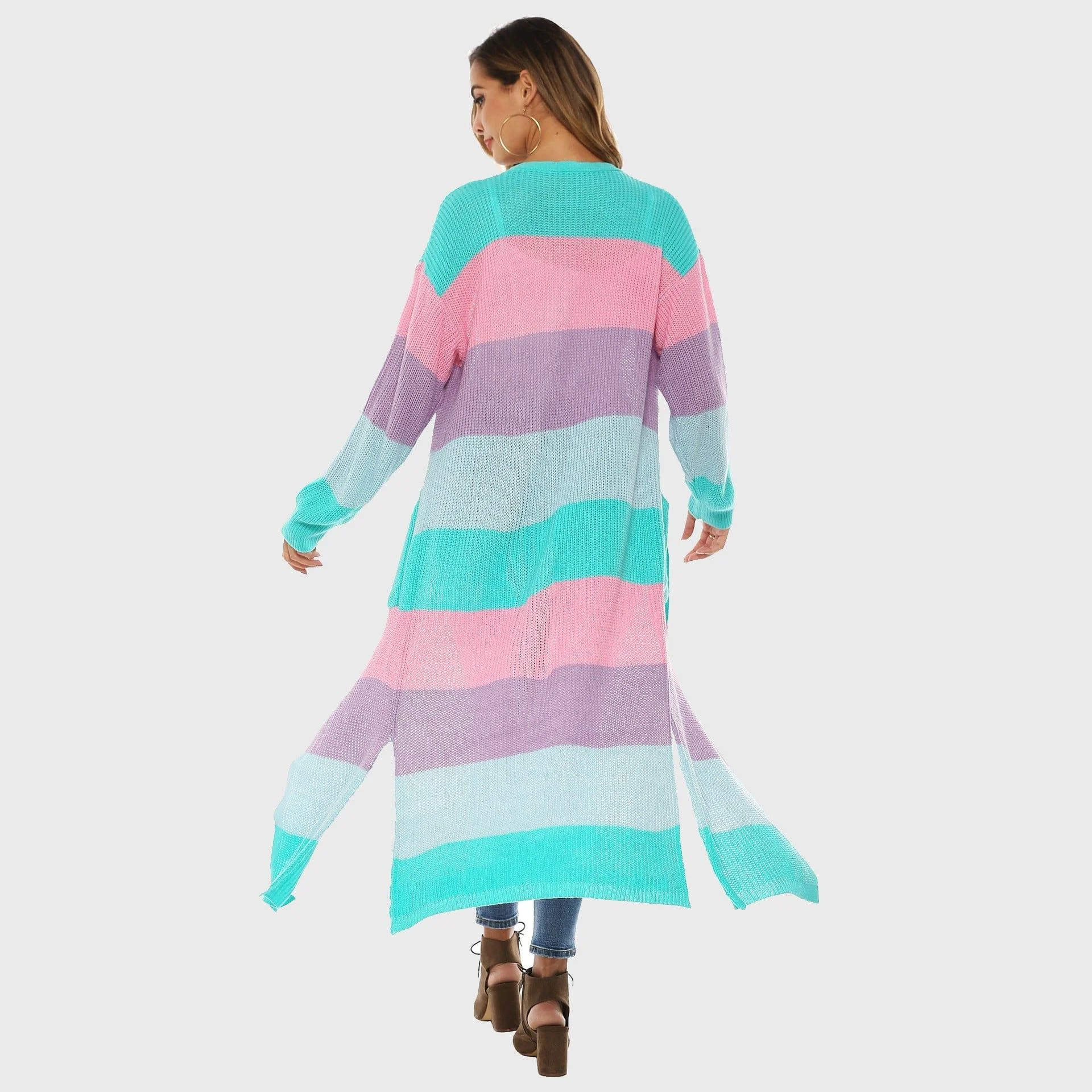 Rangeen Striped Long Cardigan - Glova