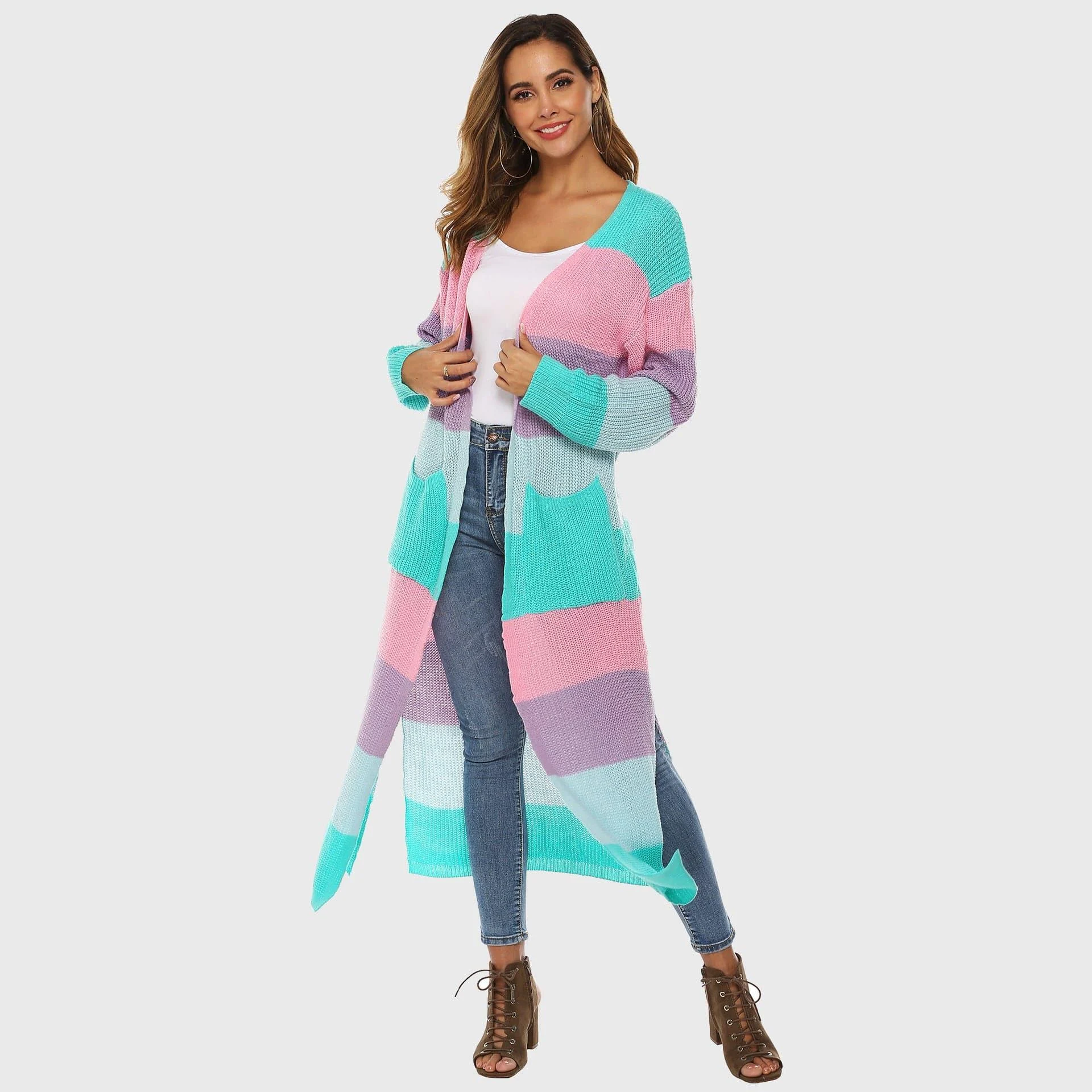 Rangeen Striped Long Cardigan - Glova