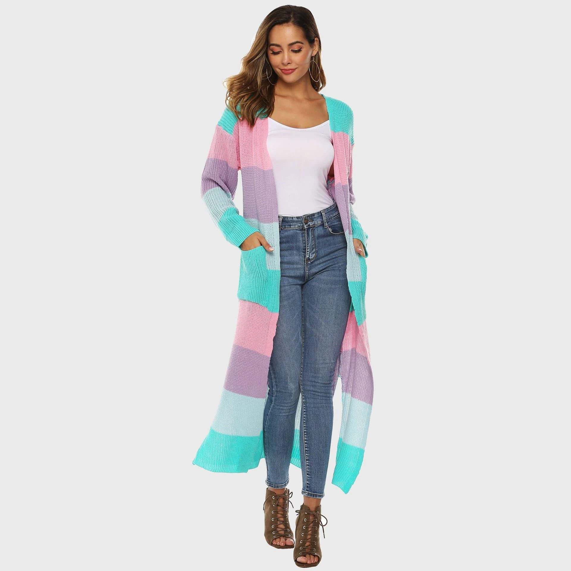 Rangeen Striped Long Cardigan - Glova