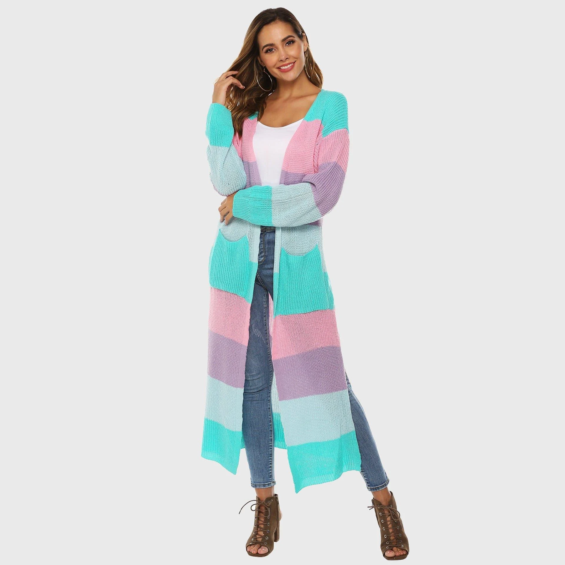 Rangeen Striped Long Cardigan - Glova