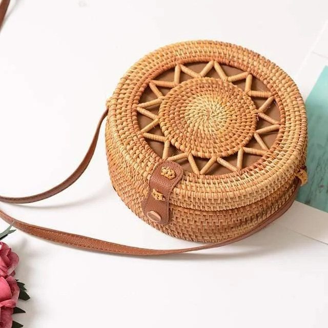 Rattan Cross Body Bag With Braided Sun - Glova