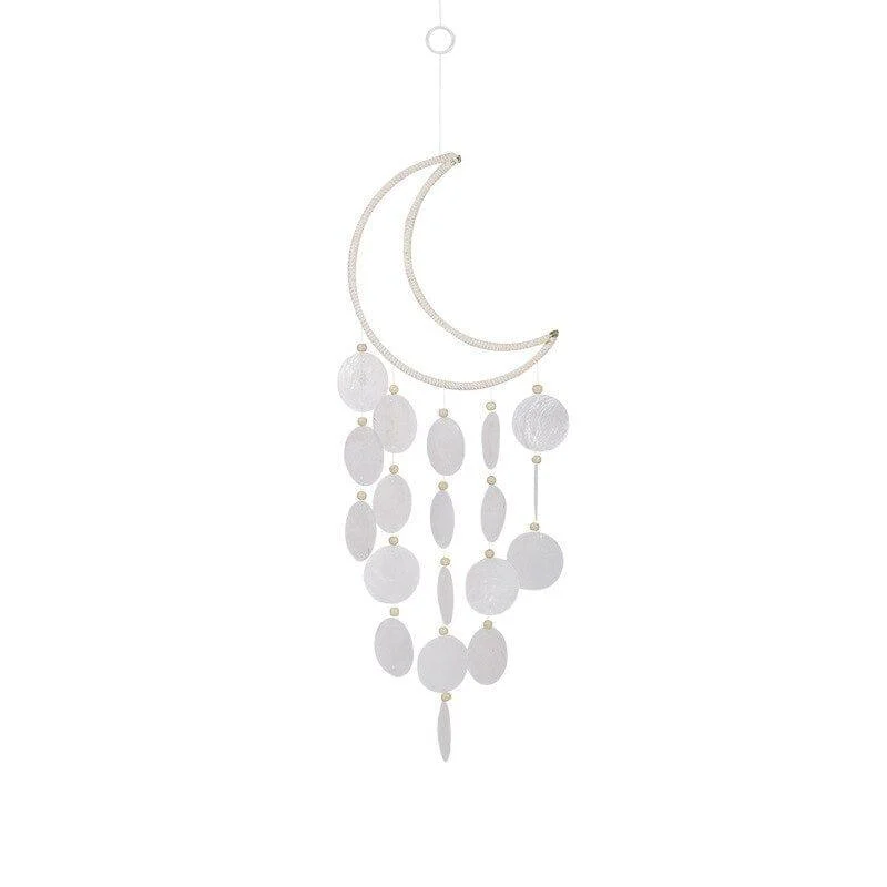 Rattan Moon Wind Chime With Natural Capiz Shells - Glova