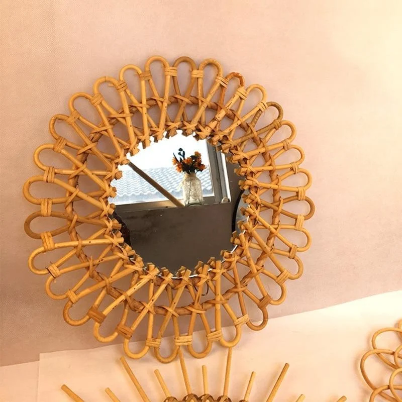 Rattan Round Hanging Mirror - Glova